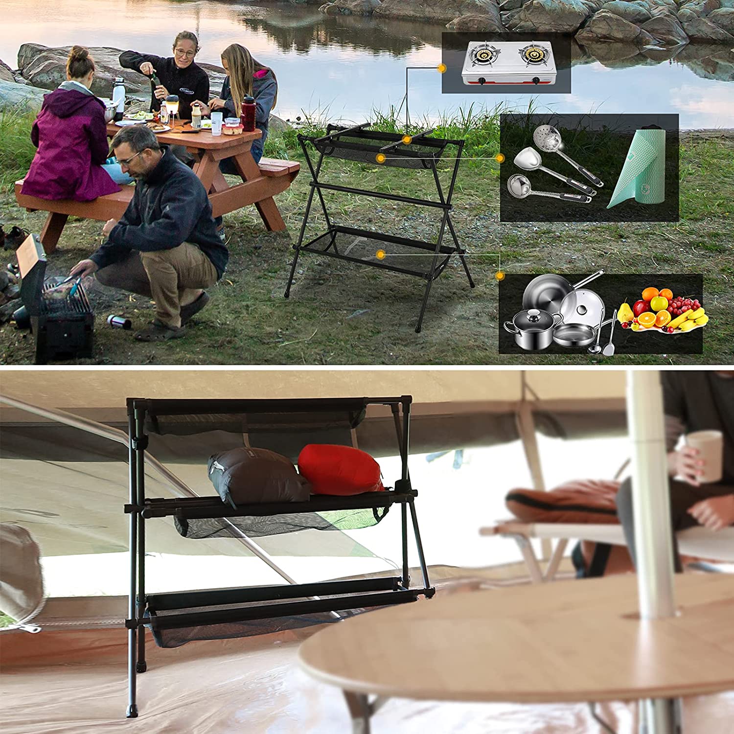 キャンピングラック 二層置台 KC2127