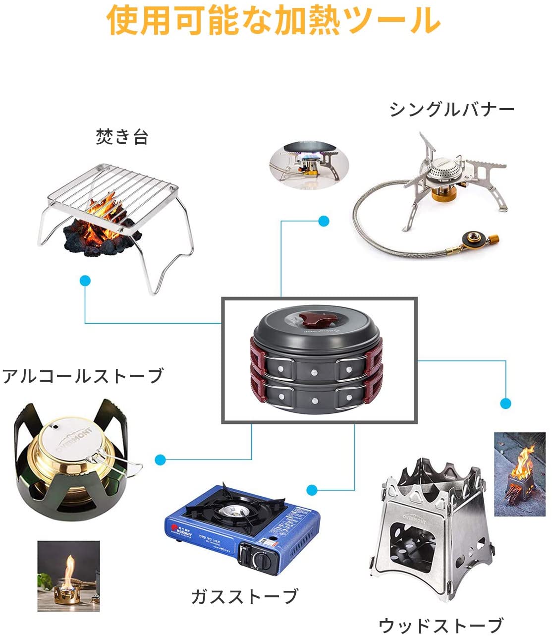 アルミ製クッカーセット １～２人用 KP3910