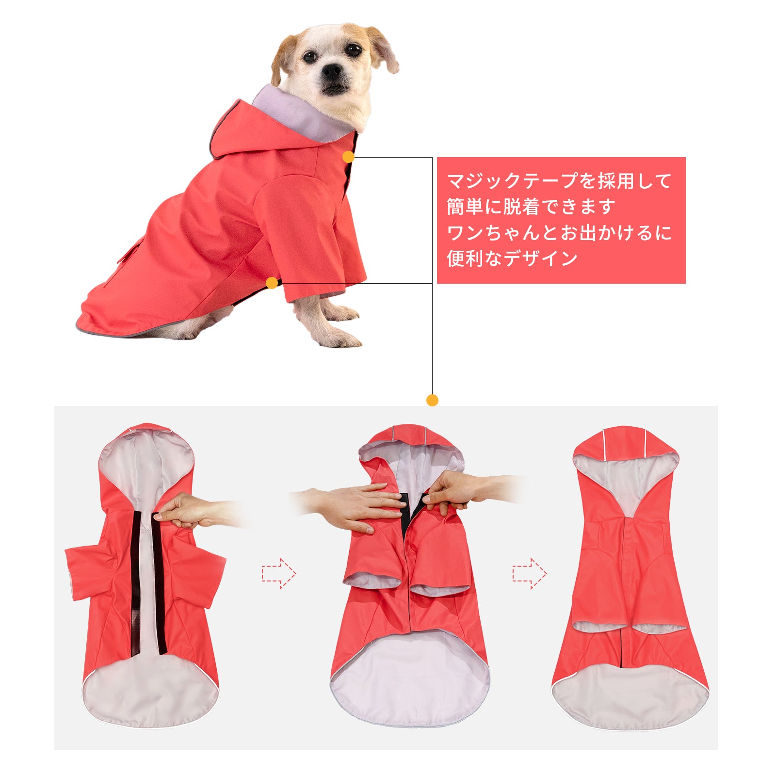 KingCamp 犬用レインコート 通気 帽子付