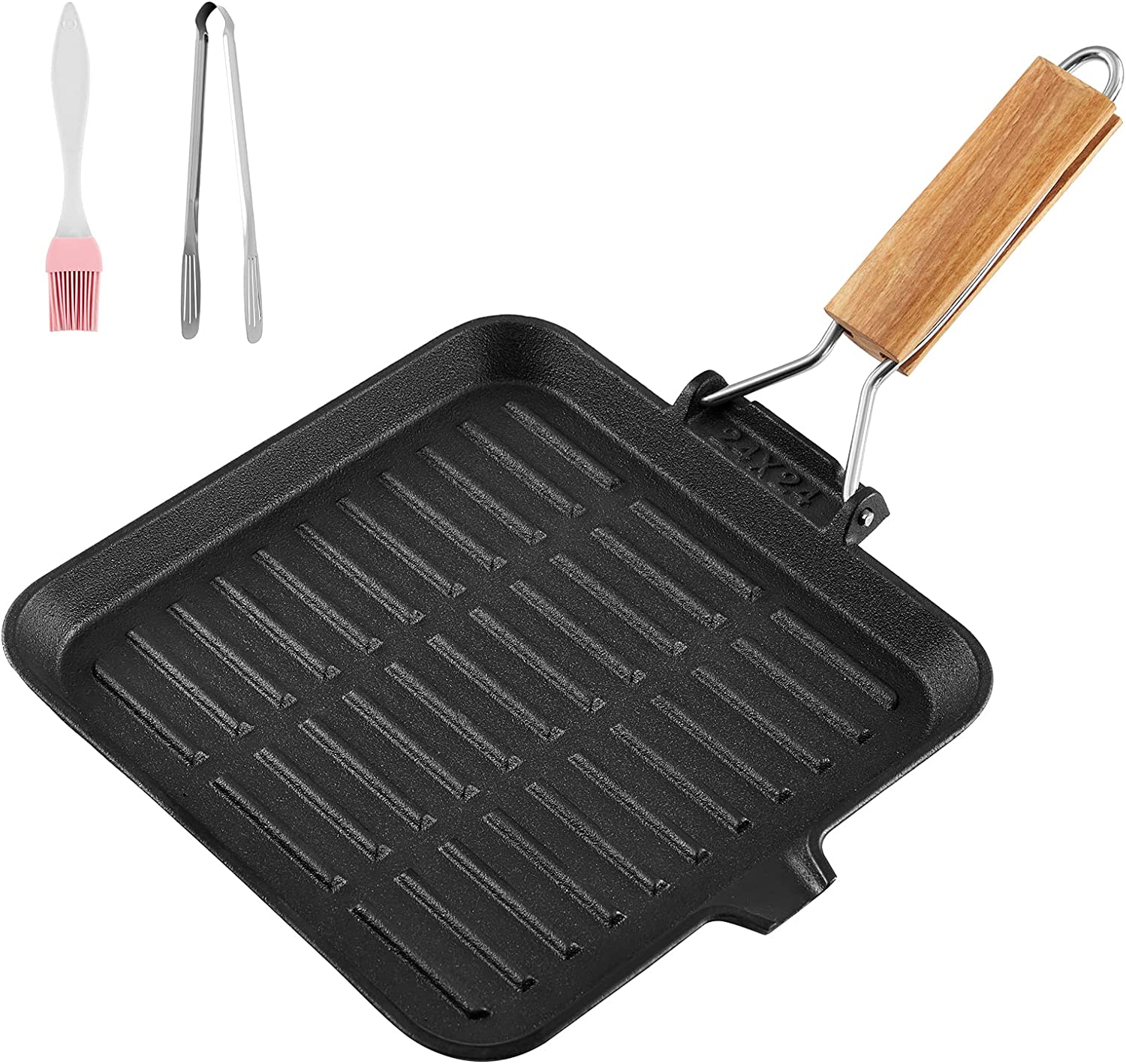 KingCamp グリルパンステーキ鋳鉄フライパン直火対応 24×24cm