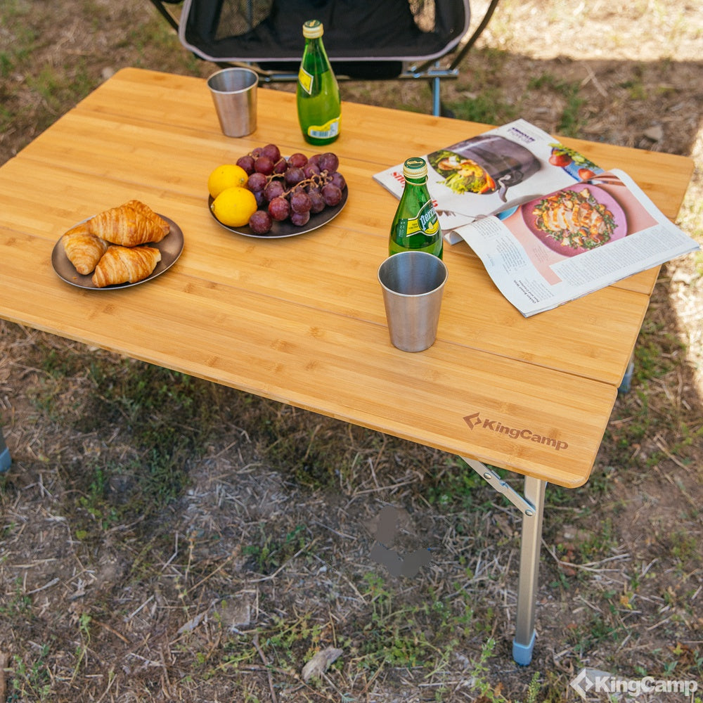 KingCamp アウトドアテーブル折りたたみキャンプテーブル高さ調節竹製テーブル (65×100) ×45cm/52cm/65cm
